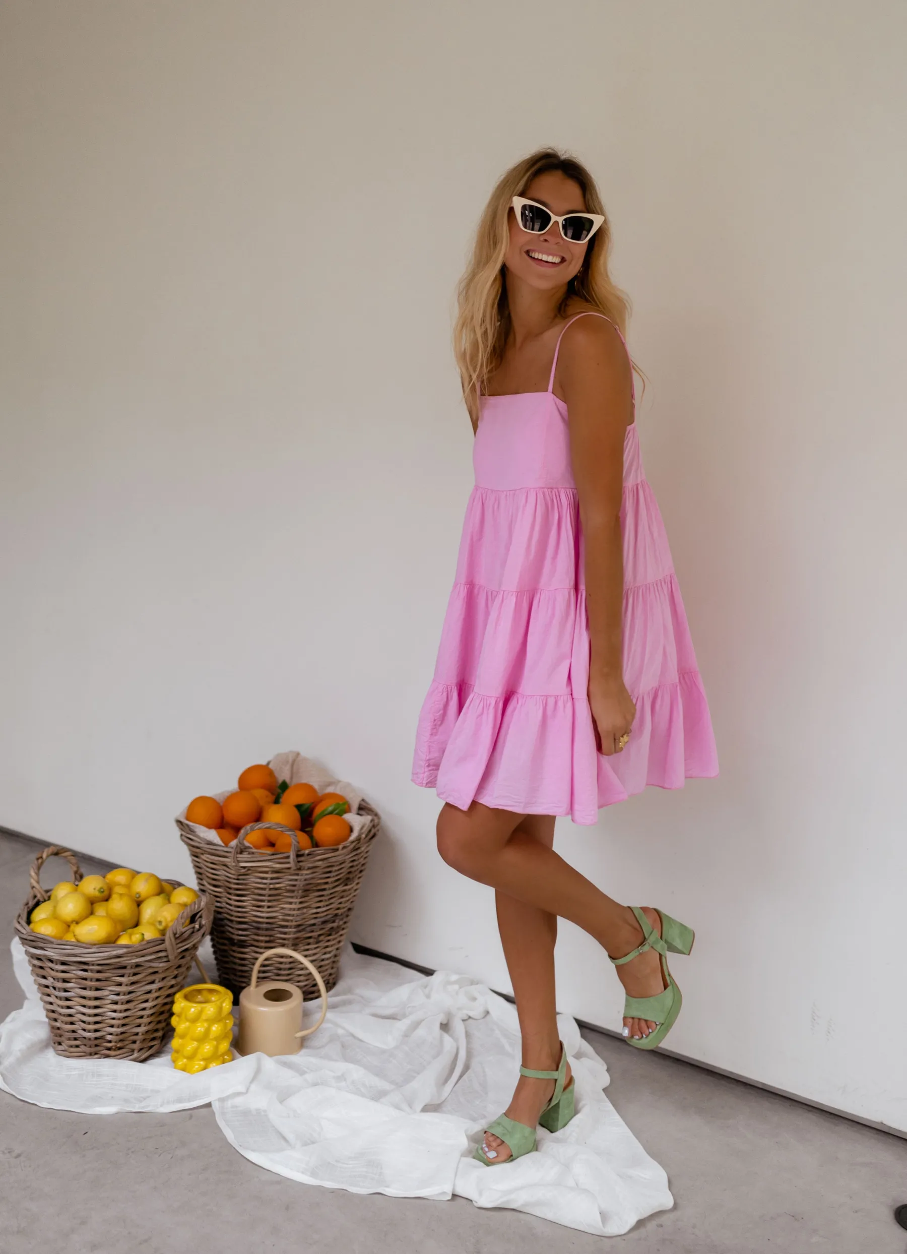Robes-EASY-CLOTHES Robe Popie rose | Robe rose ample | Prêt-à-porter en ligne | Easy Clothes Rose