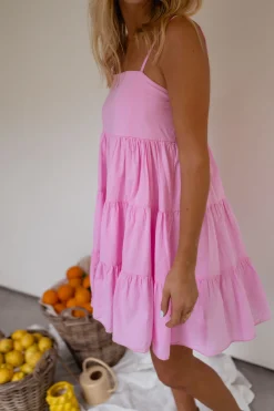 Robes-EASY-CLOTHES Robe Popie rose | Robe rose ample | Prêt-à-porter en ligne | Easy Clothes Rose