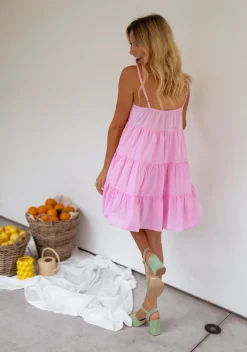 Robes-EASY-CLOTHES Robe Popie rose | Robe rose ample | Prêt-à-porter en ligne | Easy Clothes Rose
