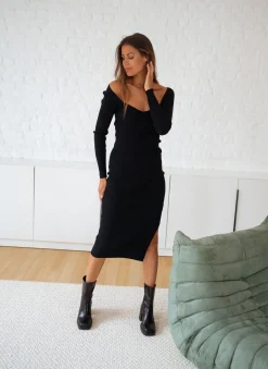 Robes-EASY-CLOTHES Robe pull Elif - noireEasy Clothes Noire       