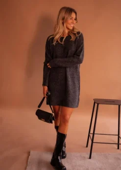 Robes-EASY-CLOTHES Robe Pull Mariam - Grise - Manches LonguesEasy Clothes Grise
