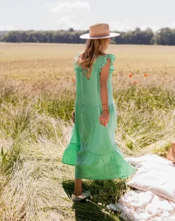 Robes-EASY-CLOTHES Robe Rodia - verte en linEasy Clothes Verte en lin       