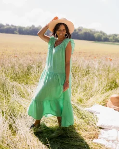 Robes-EASY-CLOTHES Robe Rodia - verte en linEasy Clothes Verte en lin