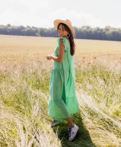 Robes-EASY-CLOTHES Robe Rodia - verte en linEasy Clothes Verte en lin