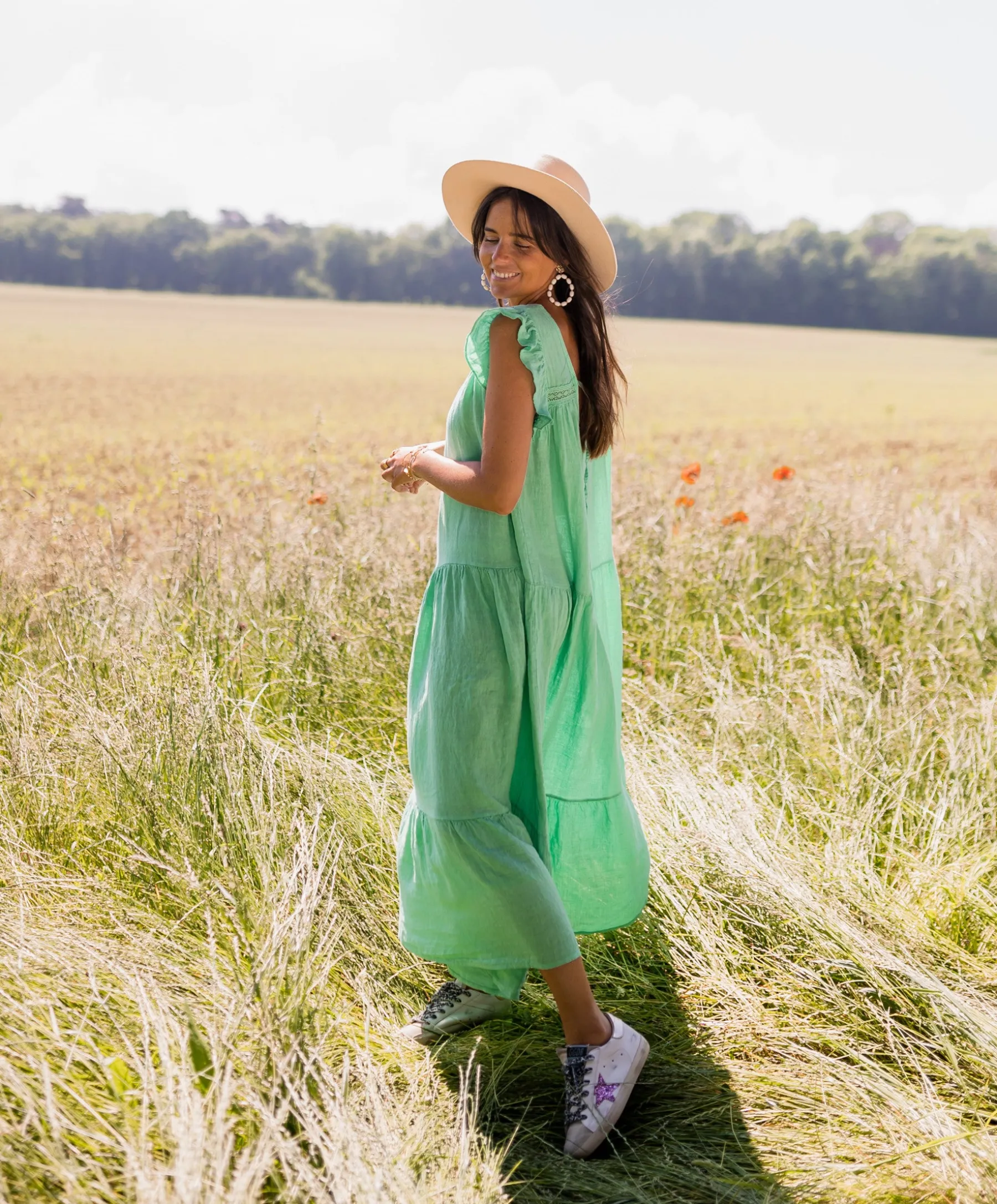 Robes-EASY-CLOTHES Robe Rodia - verte en linEasy Clothes Verte en lin