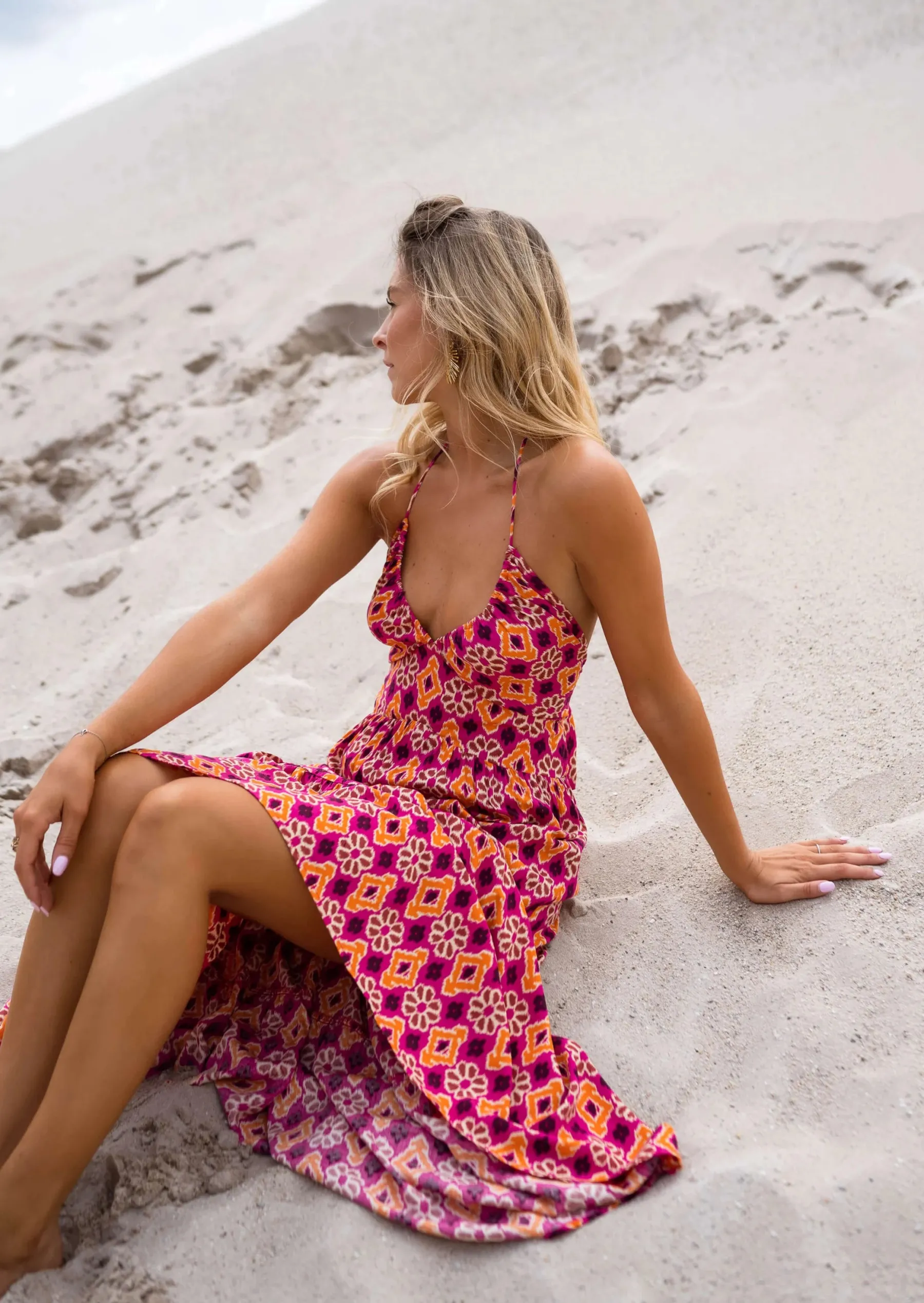 Robes-EASY-CLOTHES Robe Rose - Jamie - À Motifs - Fluide & LégèreEasy Clothes Rose