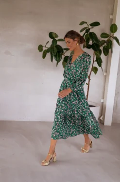 Robes-EASY-CLOTHES Robe Rosie - verte à fleursEasy Clothes Verte à fleurs