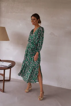 Robes-EASY-CLOTHES Robe Rosie - verte à fleursEasy Clothes Verte à fleurs       