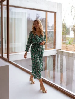 Robes-EASY-CLOTHES Robe Rosie - verte à fleursEasy Clothes Verte à fleurs       