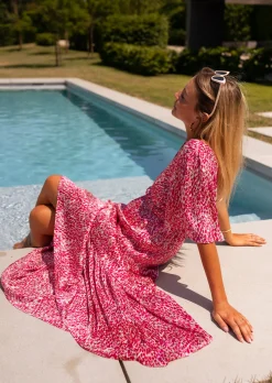 Robes-EASY-CLOTHES Robe Sienna rose à motifs | Robe longue colorée | Prêt-à-porter en ligne | Easy Clothes Rose à motifs       