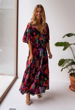 Robes-EASY-CLOTHES Robe Tilda - noire à motifsEasy Clothes Noire à motifs