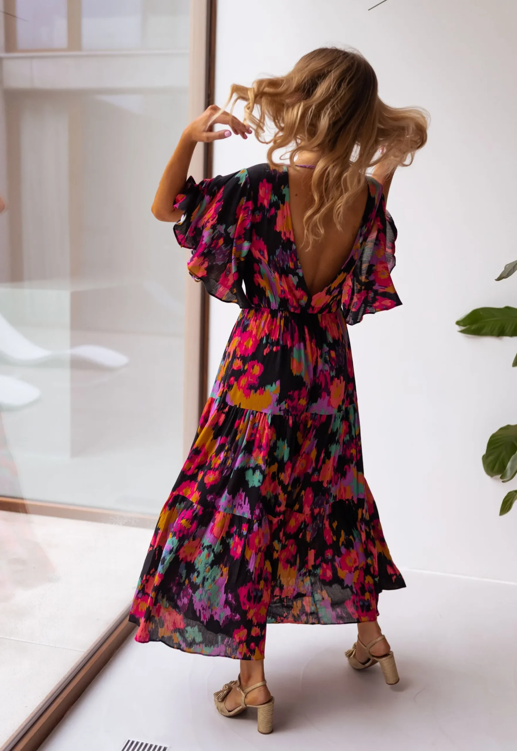 Robes-EASY-CLOTHES Robe Tilda - noire à motifsEasy Clothes Noire à motifs