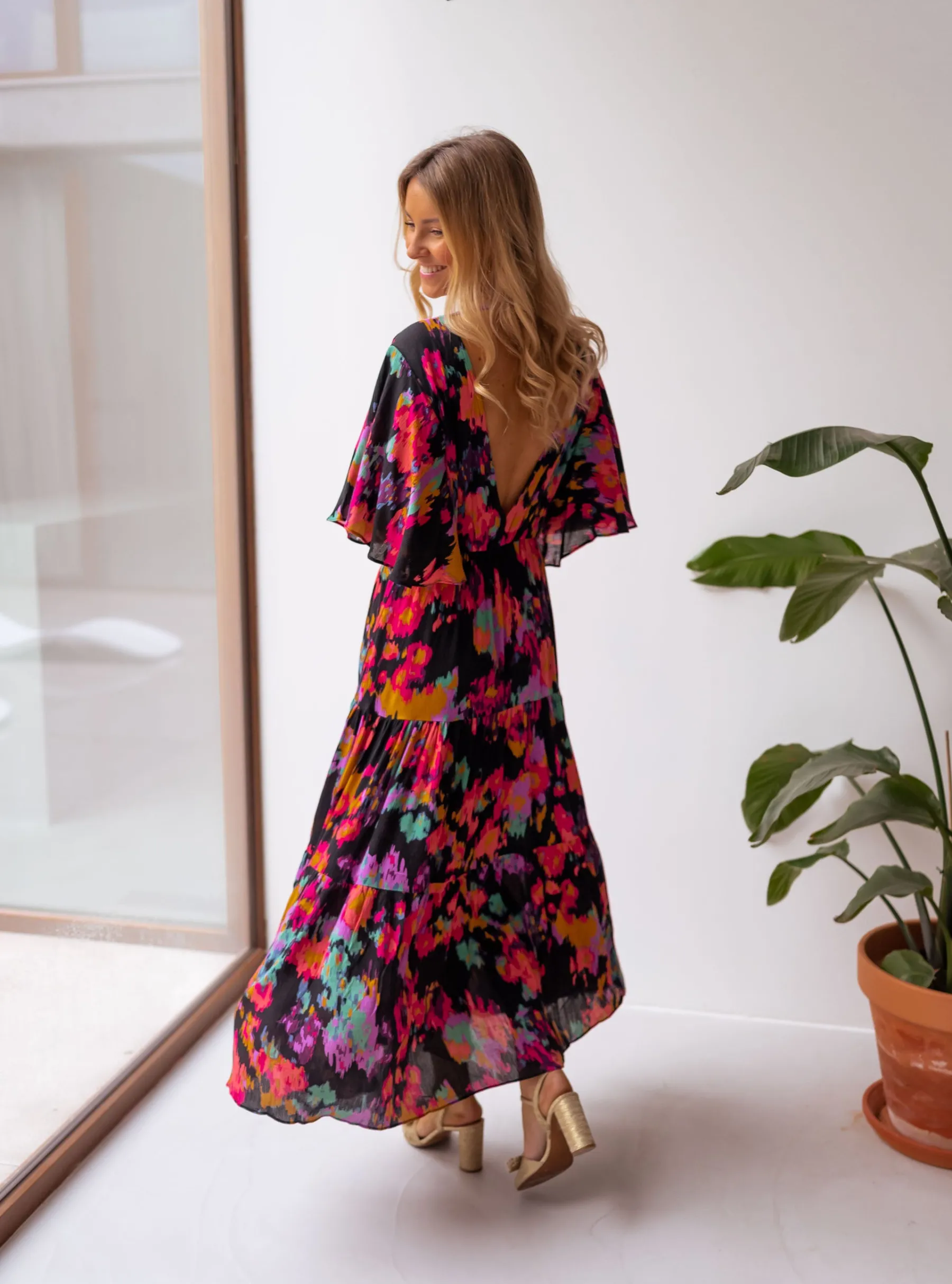 Robes-EASY-CLOTHES Robe Tilda - noire à motifsEasy Clothes Noire à motifs