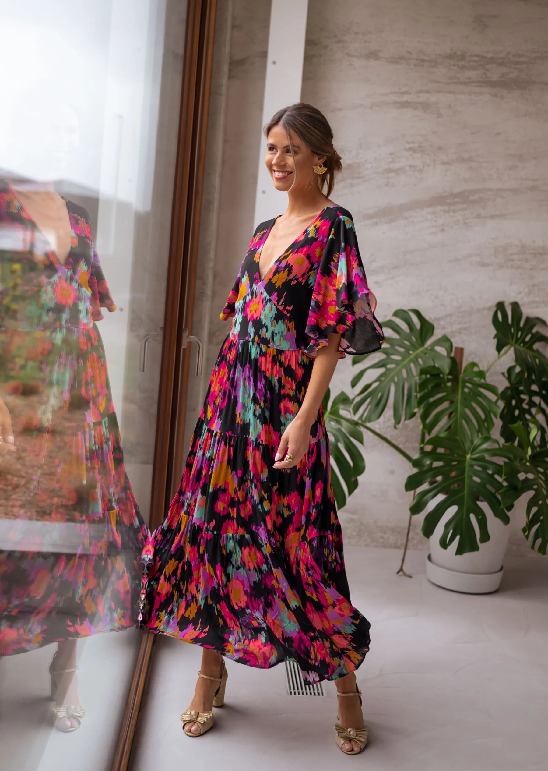 Robes-EASY-CLOTHES Robe Tilda - noire à motifsEasy Clothes Noire à motifs