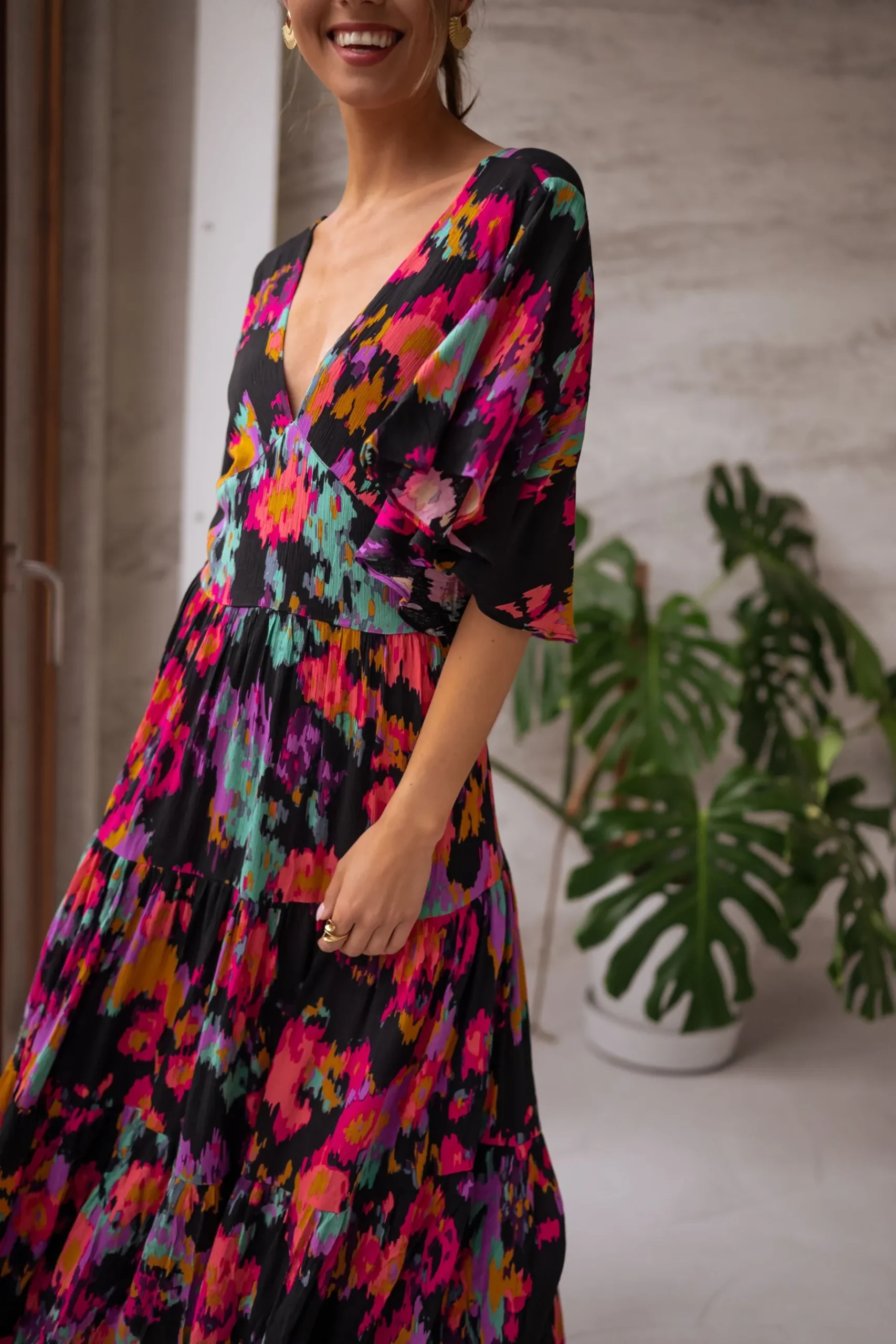 Robes-EASY-CLOTHES Robe Tilda - noire à motifsEasy Clothes Noire à motifs