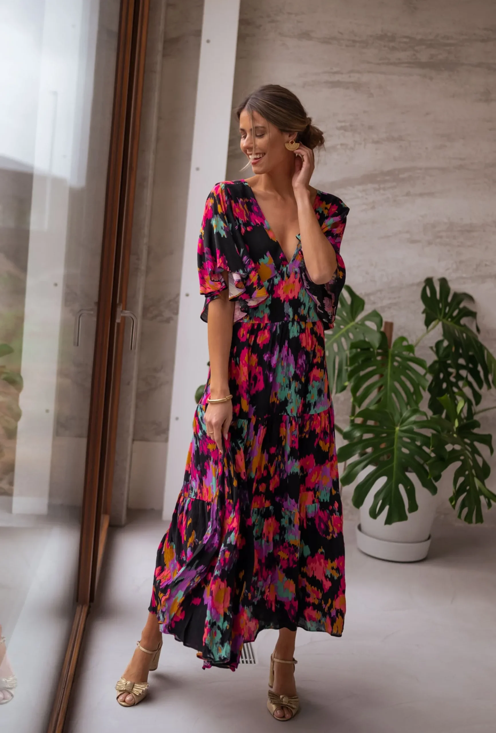 Robes-EASY-CLOTHES Robe Tilda - noire à motifsEasy Clothes Noire à motifs