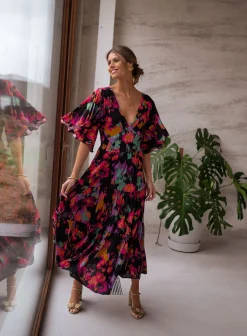 Robes-EASY-CLOTHES Robe Tilda - noire à motifsEasy Clothes Noire à motifs
