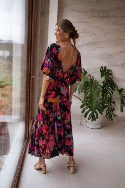 Robes-EASY-CLOTHES Robe Tilda - noire à motifsEasy Clothes Noire à motifs