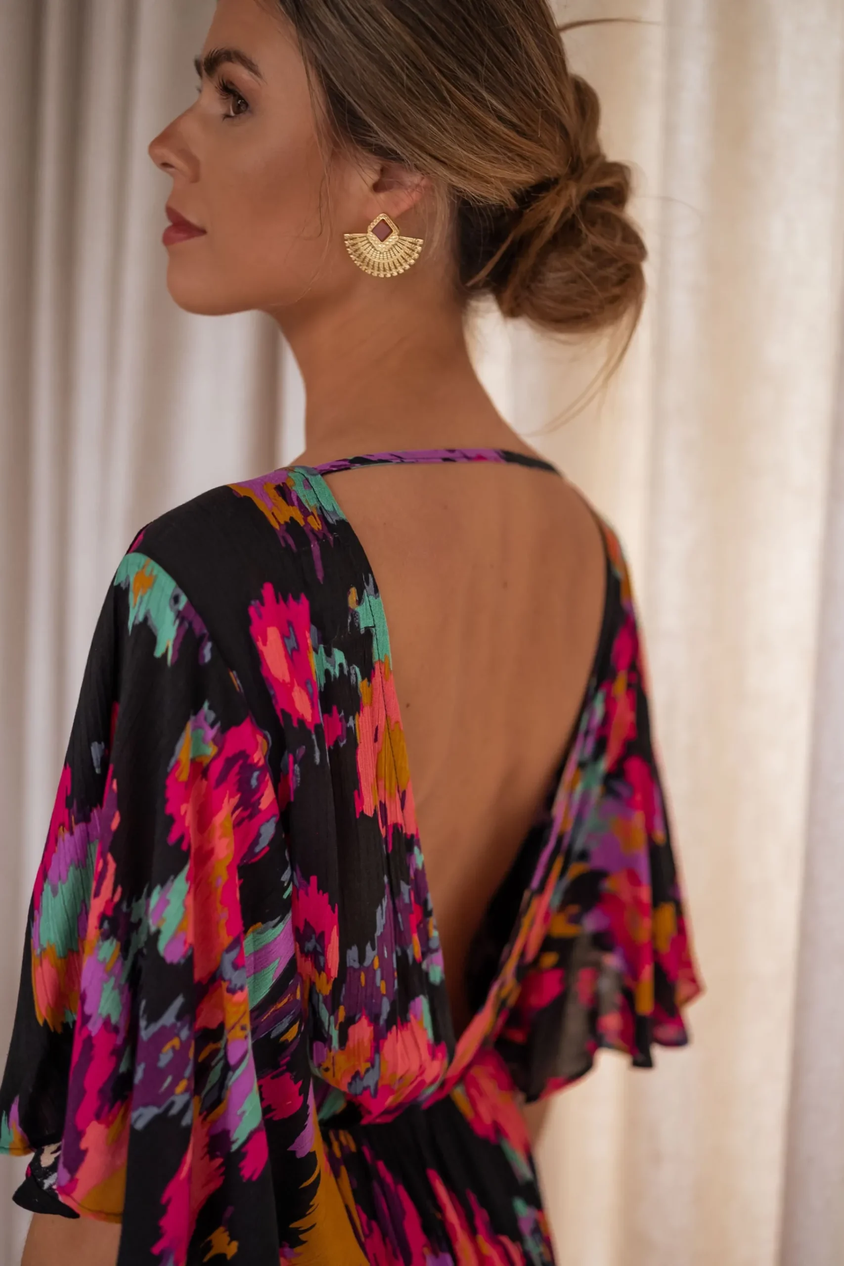 Robes-EASY-CLOTHES Robe Tilda - noire à motifsEasy Clothes Noire à motifs
