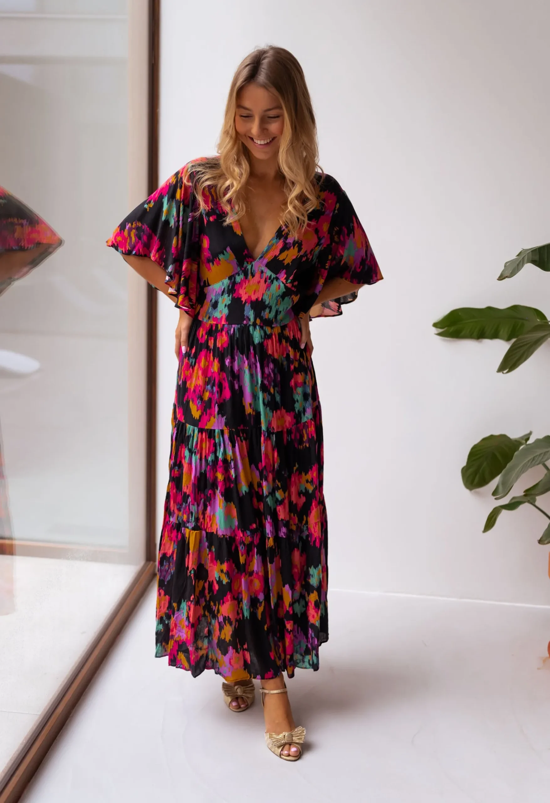 Robes-EASY-CLOTHES Robe Tilda - noire à motifsEasy Clothes Noire à motifs