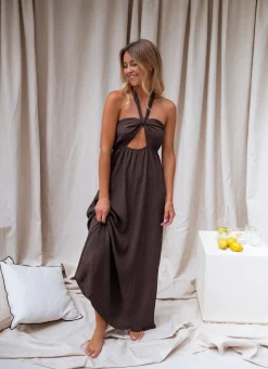 Robes-EASY-CLOTHES Robe Zineb - chocolatEasy Clothes Chocolat