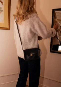 Sacs & Pochettes-EASY-CLOTHES Sac Alecia Noir - Effet Cuir - Détails DorésEasy Clothes Noir