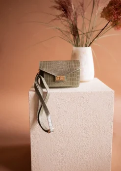 Sacs & Pochettes-EASY-CLOTHES Sac Jaap - Kaki - En Cuir - Sangle AjustableEasy Clothes Kaki       