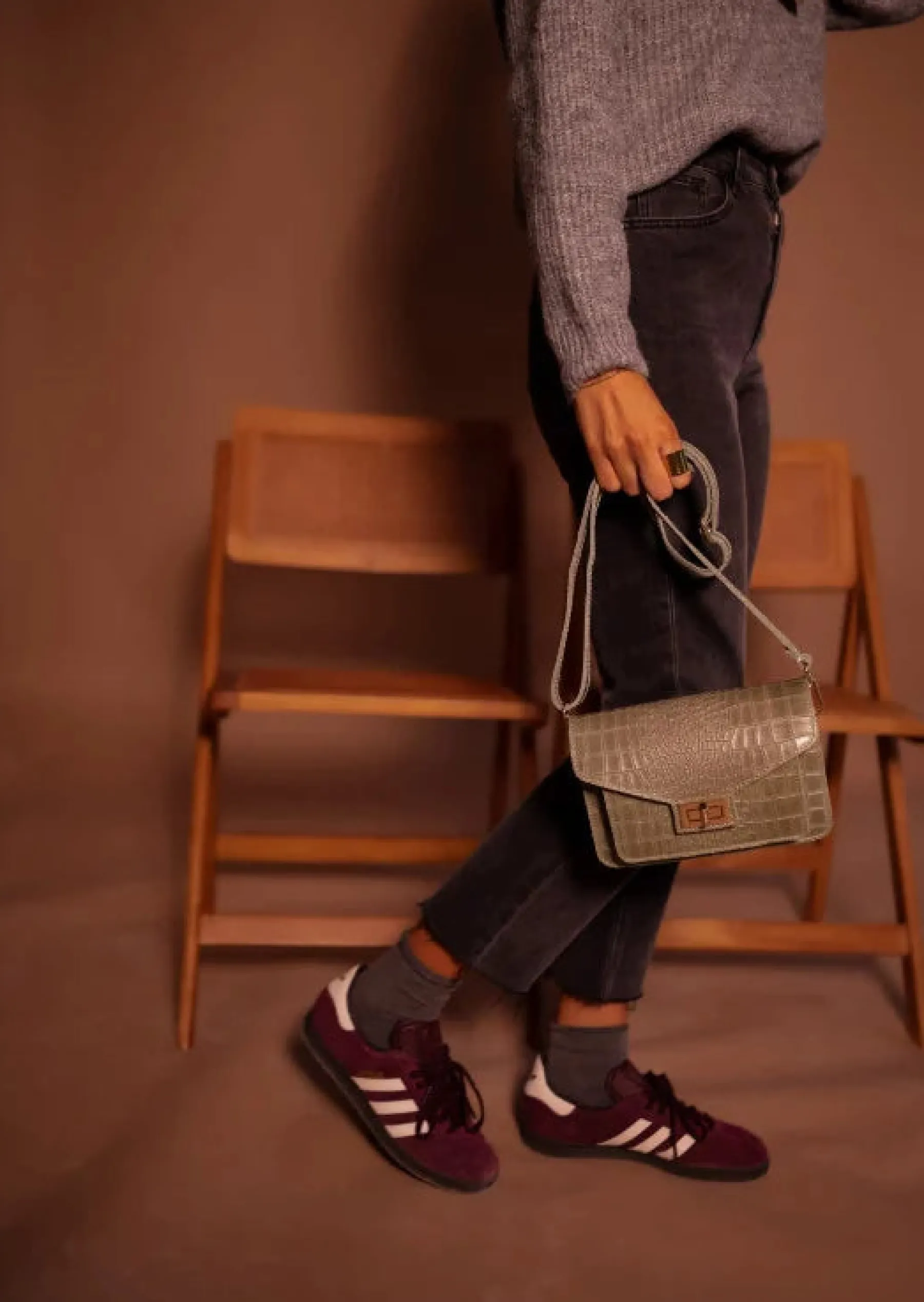 Sacs & Pochettes-EASY-CLOTHES Sac Jaap - Kaki - En Cuir - Sangle AjustableEasy Clothes Kaki