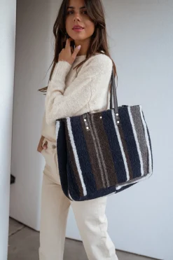 Sacs & Pochettes-EASY-CLOTHES Sac Leah - bleu foncé à lignesEasy Clothes Bleu foncé à lignes