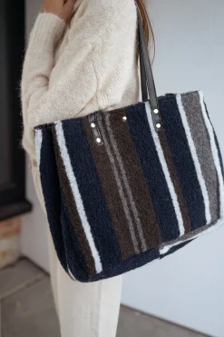 Sacs & Pochettes-EASY-CLOTHES Sac Leah - bleu foncé à lignesEasy Clothes Bleu foncé à lignes       