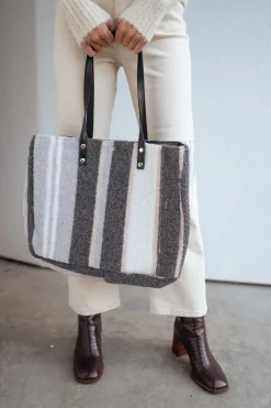 Sacs & Pochettes-EASY-CLOTHES Sac Leah - gris à lignesEasy Clothes Gris à lignes