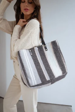 Sacs & Pochettes-EASY-CLOTHES Sac Leah - gris à lignesEasy Clothes Gris à lignes       