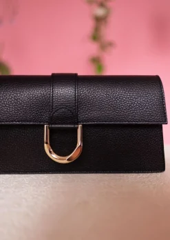 Sacs & Pochettes-EASY-CLOTHES Sac Noir Rectangulaire | Jama | Boucle dorée | Easy Clothes Noir