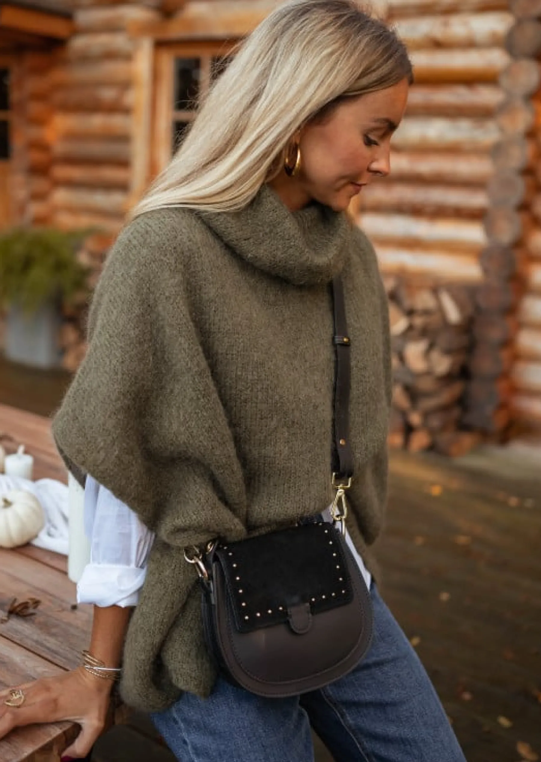 Sacs & Pochettes-EASY-CLOTHES Sac Willow - Noir - Cuir & DaimEasy Clothes Noir