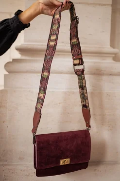 Sacs & Pochettes-EASY-CLOTHES Sangle de sac Lysea - bordeaux à motifsEasy Clothes Bordeaux à motifs