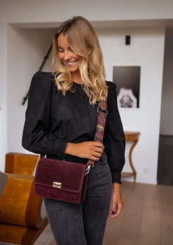 Sacs & Pochettes-EASY-CLOTHES Sangle de sac Lysea - bordeaux à motifsEasy Clothes Bordeaux à motifs       