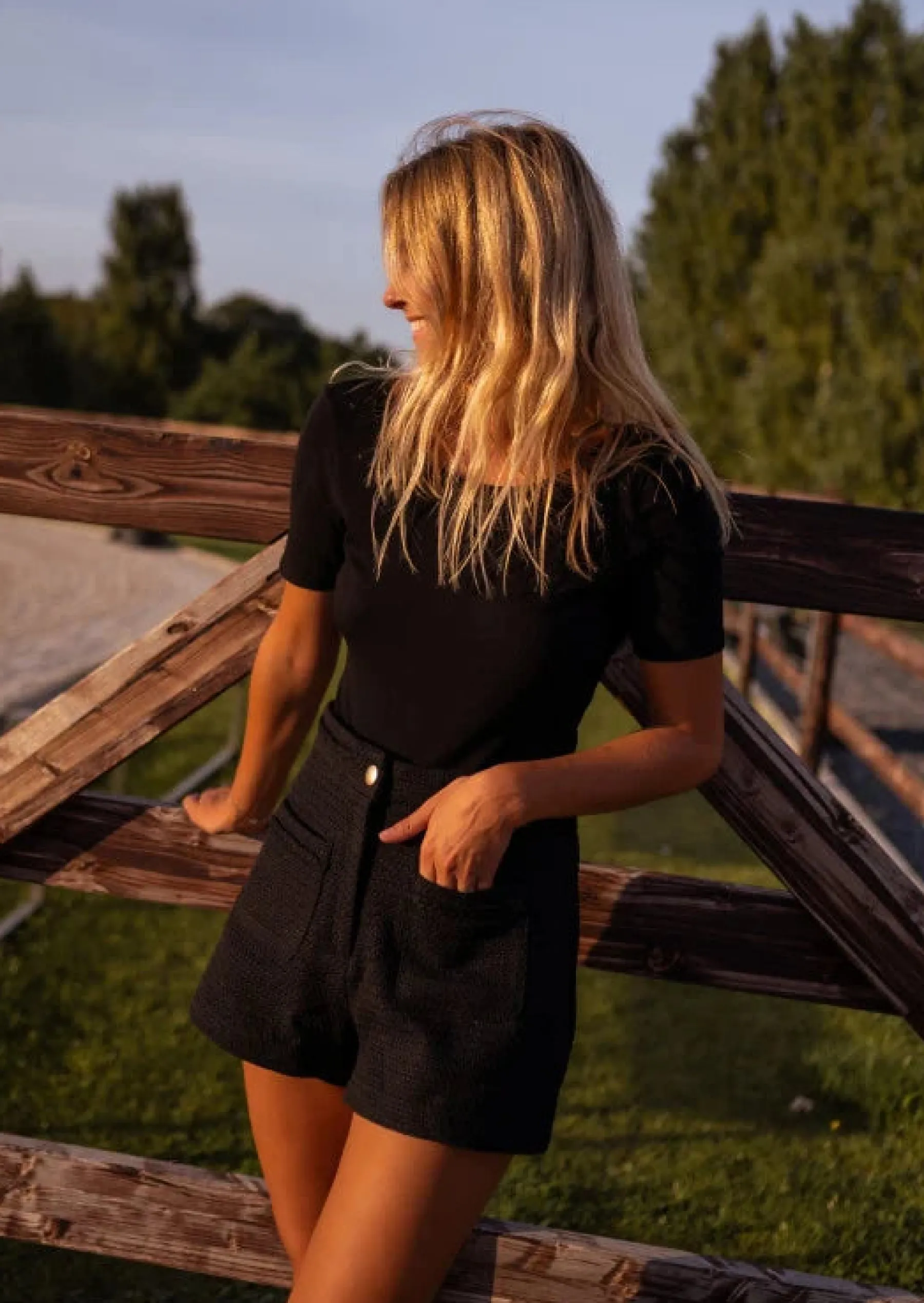Jupes & Shorts-EASY-CLOTHES Short Adrian Noir - Effet Tweed - Vêtements FemmeEasy Clothes Noir