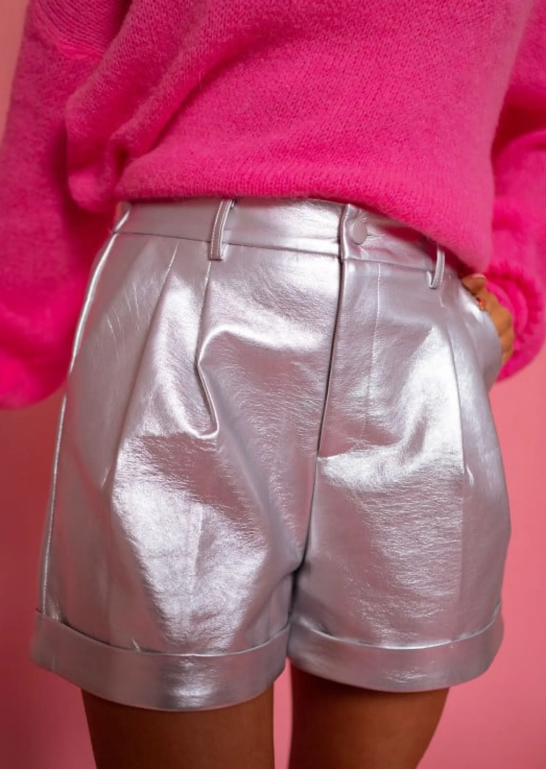 Jupes & Shorts-EASY-CLOTHES Short Argenté Julian | Vêtements Femme | Easy Clothes Argenté