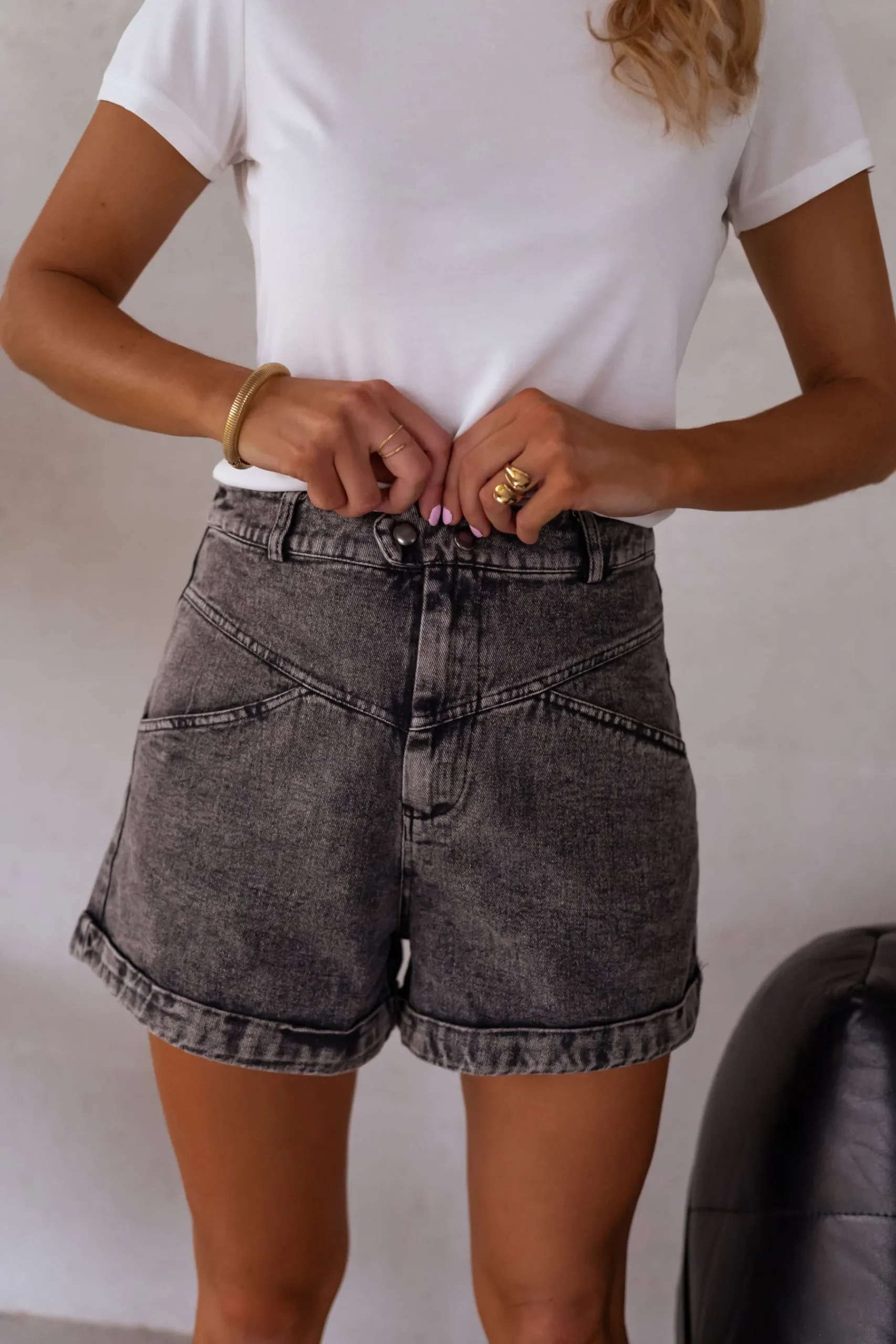Jupes & Shorts-EASY-CLOTHES Short Audry - gris en jeansEasy Clothes Gris en jeans