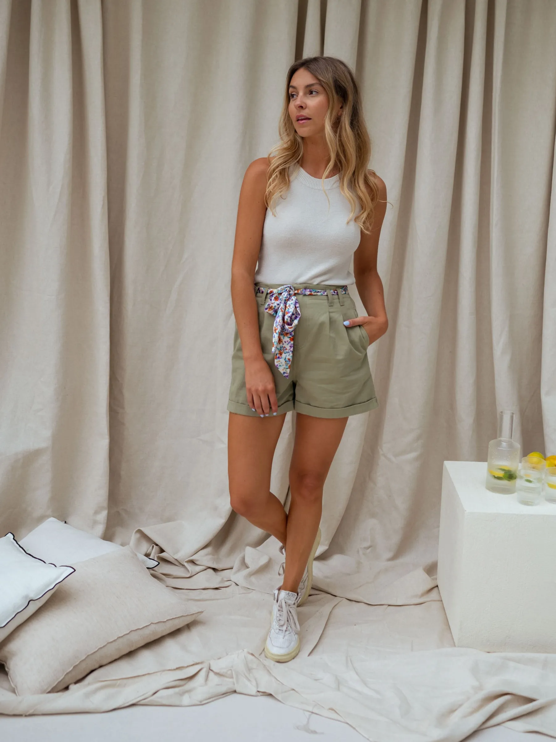 Jupes & Shorts-EASY-CLOTHES Short Augu - kakiEasy Clothes Kaki