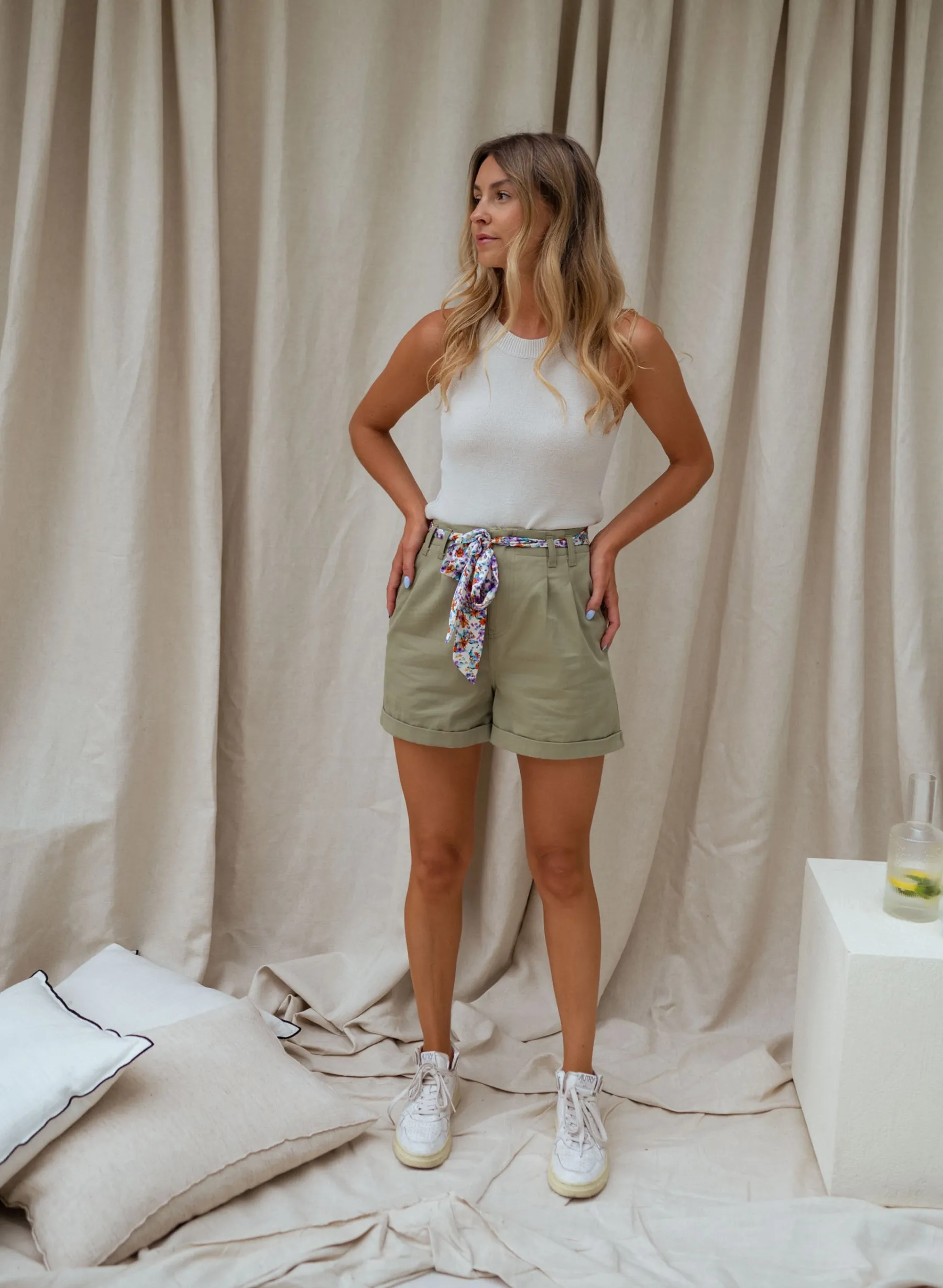 Jupes & Shorts-EASY-CLOTHES Short Augu - kakiEasy Clothes Kaki