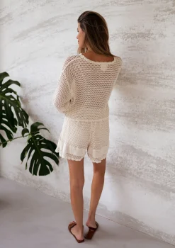 Jupes & Shorts-EASY-CLOTHES Short Cola - écru en crochetEasy Clothes Écru en crochet