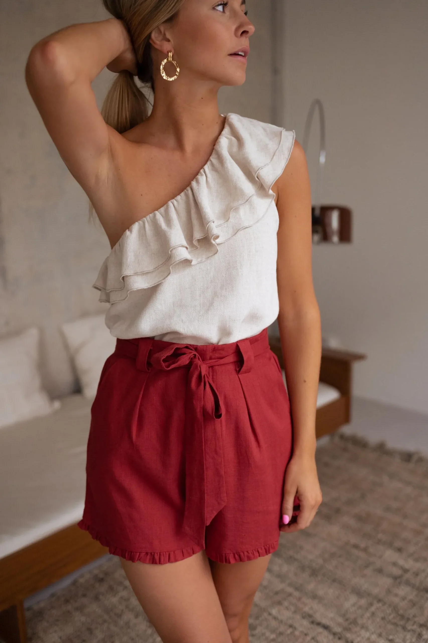 Jupes & Shorts-EASY-CLOTHES Short Dorian - terracotta en linEasy Clothes Terracotta en lin