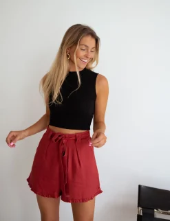 Jupes & Shorts-EASY-CLOTHES Short Dorian - terracotta en linEasy Clothes Terracotta en lin