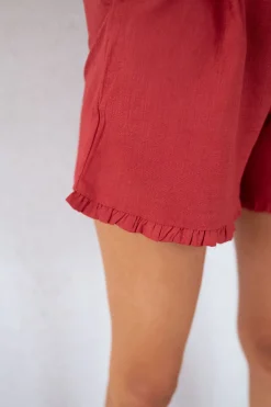 Jupes & Shorts-EASY-CLOTHES Short Dorian - terracotta en linEasy Clothes Terracotta en lin