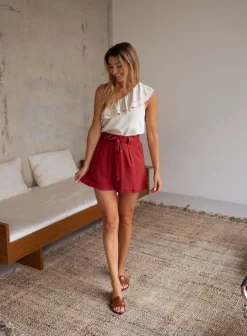 Jupes & Shorts-EASY-CLOTHES Short Dorian - terracotta en linEasy Clothes Terracotta en lin