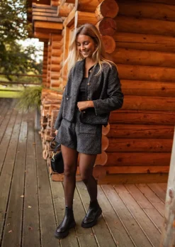 Jupes & Shorts-EASY-CLOTHES Short Edgard - Chiné - Noir & GrisEasy Clothes Chiné noir et gris
