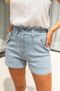 Jupes & Shorts-EASY-CLOTHES Short Evora - en jeans bleuEasy Clothes En jeans bleu