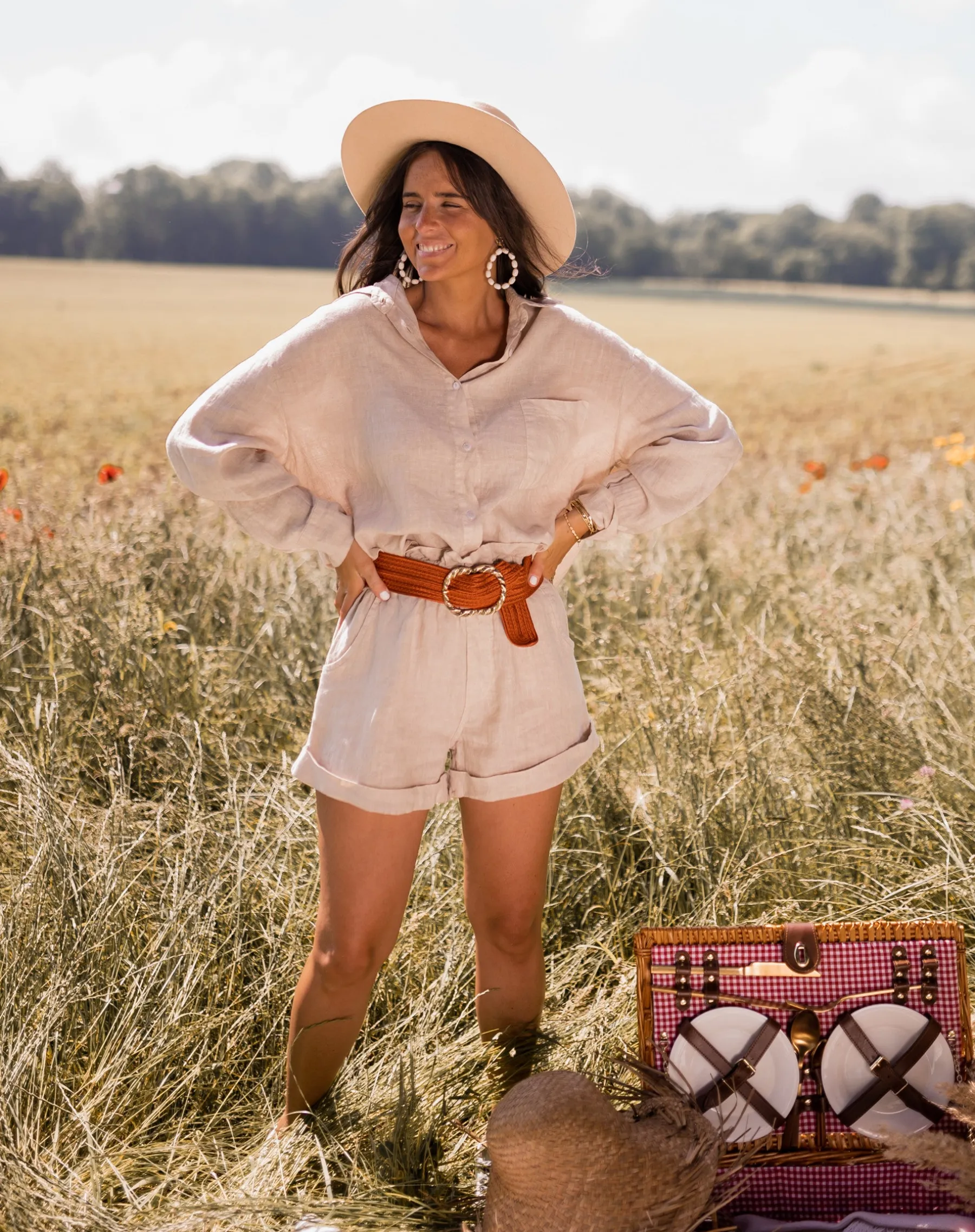 Jupes & Shorts-EASY-CLOTHES Short Irini - beige en linEasy Clothes Beige en lin