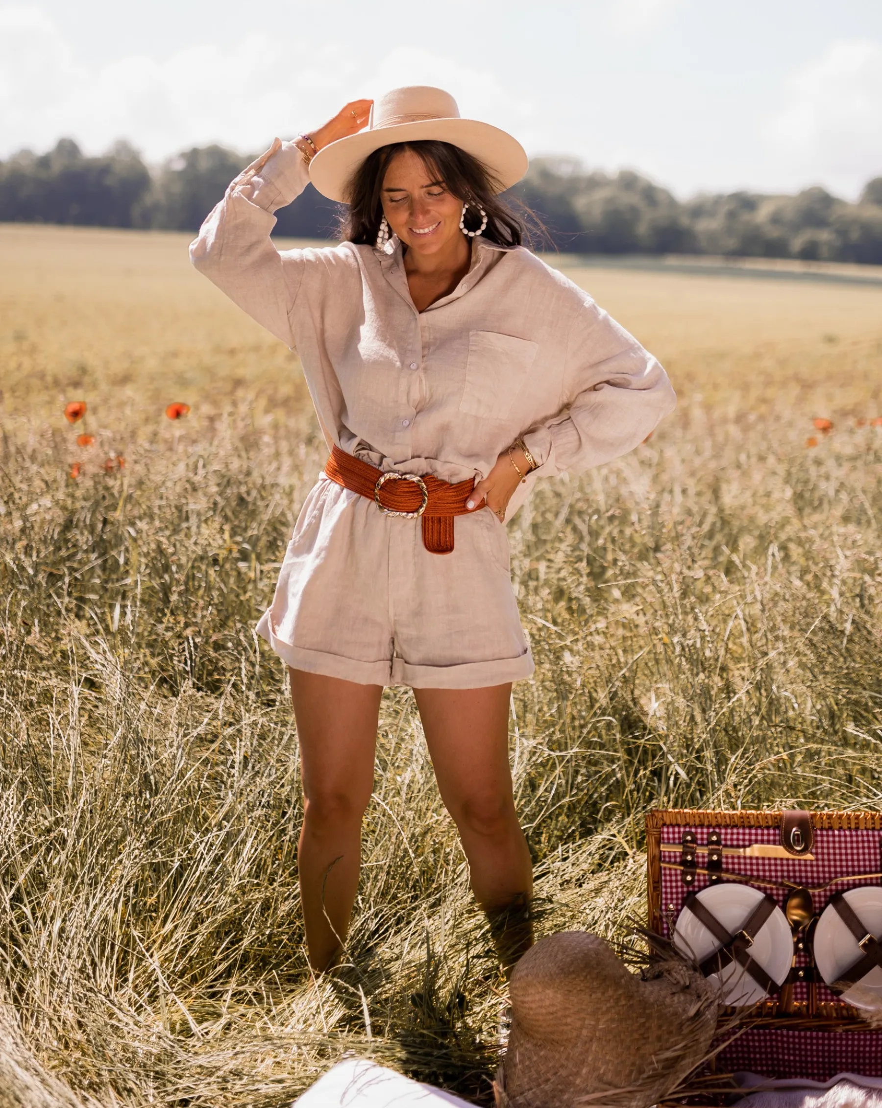 Jupes & Shorts-EASY-CLOTHES Short Irini - beige en linEasy Clothes Beige en lin